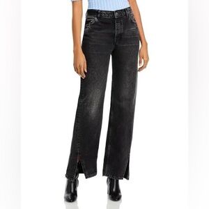 Free People Long Lines Slit Front High Rise Black Jeans Size 27